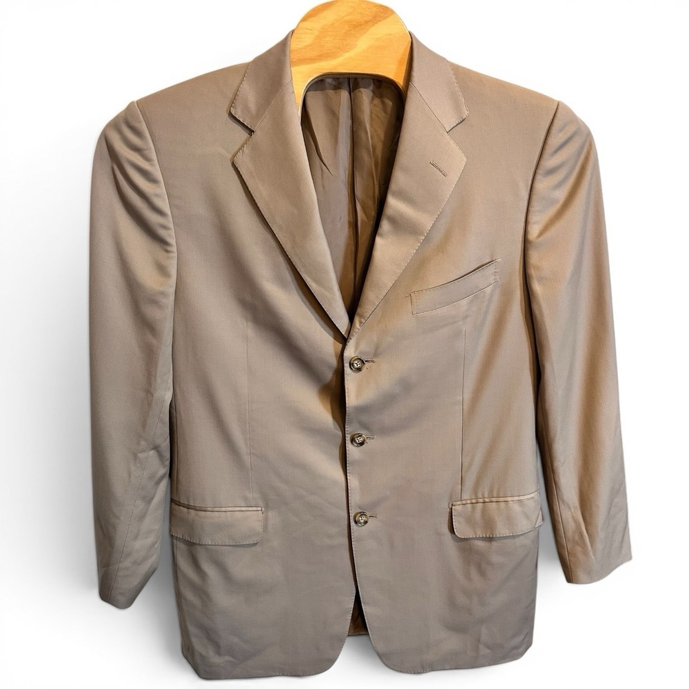 Ermenegildo Zegna Men's 100% Wool 3-Button Blazer/Jacket Tan 56/46